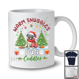 Warm Snuggles Pug Cuddles; Fantastic Christmas Lights Tree Plaid Santa Dog; X-mas Snowing T-Shirt