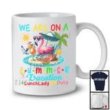 We Are On A Summer Vacation Lunch Lady, Colorful Summer Flamingo, Sea Beach Lover T-Shirt