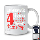 We Survived 4 Years Of Marriage, Humorous 4th Wedding Anniversary Rings, Couple Family T-Shirt