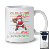 What Fun It Is To Play; Joyful Christmas Santa Playing Baseball Player; Sweater Sport Team T-Shirt