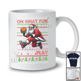 What Fun It Is To Play; Joyful Christmas Santa Playing Basketball Player; Sweater Sport Team T-Shirt