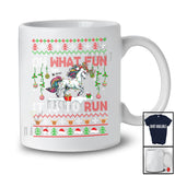 What Fun It Is To Run; Fantastic Christmas Sweater Santa Unicorn; X-mas Lights Running Runner T-Shirt