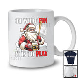 What Fun To Play; Joyful Christmas Moon Santa Baseball Player Playing; X-mas Sport Team T-Shirt