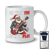 What Fun To Play; Joyful Christmas Moon Santa Guitar Player; X-mas Musical Instruments T-Shirt