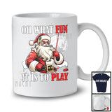 What Fun To Play; Joyful Christmas Moon Santa Ice Hockey Player Playing; X-mas Sport Team T-Shirt