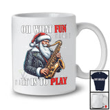 What Fun To Play; Joyful Christmas Moon Santa Saxophone Player; X-mas Musical Instruments T-Shirt