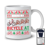 Where My Bicycle At; Humorous Christmas Sweater Santa Reindeer Bicycle Riding; X-mas T-Shirt