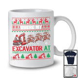 Where My Excavator At; Humorous Christmas Sweater Santa Reindeer Excavator Driver; X-mas T-Shirt