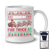 Where My Fire Truck At; Humorous Christmas Sweater Santa Reindeer Fire Truck Driver; X-mas T-Shirt