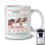 Where My Fire Truck At; Sarcastic Christmas Sweater Santa Reindeer Fire Truck; Snow Family T-Shirt