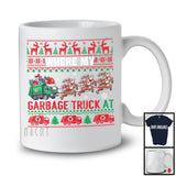 Where My Garbage Truck At; Humorous Christmas Sweater Santa Reindeer Garbage Truck Driver T-Shirt