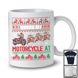 Where My Motorcycle At; Humorous Christmas Sweater Santa Reindeer Motorcycle Biker; X-mas T-Shirt