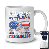Will Trade Aunt For Firecrackers, Cheerful 4th Of July American Flag Sunglasses, Patriotic Family T-Shirt