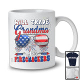Will Trade Grandma For Firecrackers, Cheerful 4th Of July American Flag Sunglasses, Patriotic Family T-Shirt