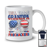Will Trade Grandpa For Firecrackers, Cheerful 4th Of July American Flag Sunglasses, Patriotic Family T-Shirt