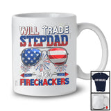 Will Trade Stepdad For Firecrackers, Cheerful 4th Of July American Flag Sunglasses, Patriotic Family T-Shirt