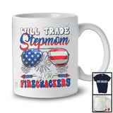 Will Trade Stepmom For Firecrackers, Cheerful 4th Of July American Flag Sunglasses, Patriotic Family T-Shirt