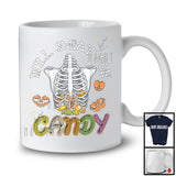 Will X-Ray For Candy; Scary Halloween Costume Skeleton X-Ray Radiology; Candy Lover T-Shirt