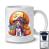 Witch Beagle With Pumpkins Moon, Happy Halloween Costume, Matching Family Group T-Shirt