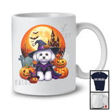 Witch Bichon Frise With Pumpkins Moon, Happy Halloween Costume, Matching Family Group T-Shirt