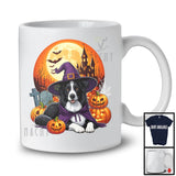 Witch Border Collie With Pumpkins Moon, Happy Halloween Costume, Matching Family Group T-Shirt