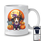 Witch Bull Terrier With Pumpkins Moon, Happy Halloween Costume, Matching Family Group T-Shirt