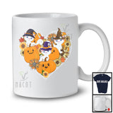 Witch Cat Heart Sunflowers; Amazing Halloween Thanksgiving Fall Leaves T-Shirt