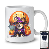 Witch Corgi With Pumpkins Moon, Happy Halloween Costume, Matching Family Group T-Shirt