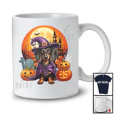 Witch Dachshund With Pumpkins Moon, Happy Halloween Costume, Matching Family Group T-Shirt