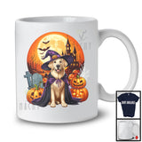 Witch Golden Retriever With Pumpkins Moon, Happy Halloween Costume, Matching Family Group T-Shirt