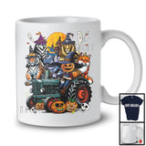 Witch Lion Tiger Hippo On Tractor, Horror Halloween Wild Animals, Driving Tractor Driver T-Shirt