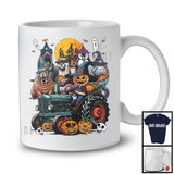 Witch Manatee Otter Penguin On Tractor, Horror Halloween Sea Animals, Driving Tractor Driver T-Shirt