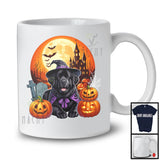 Witch Newfoundland With Pumpkins Moon, Happy Halloween Costume, Matching Family Group T-Shirt