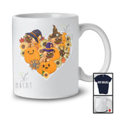 Witch Pug Heart Sunflowers; Amazing Halloween Thanksgiving Fall Leaves T-Shirt