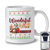 Wonderful Time For Gingerbreads; Cheerful Christmas Sweater Plaid Santa Gingerbread; Family T-Shirt