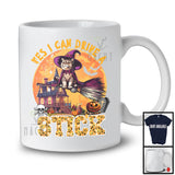 Yes I Can Drive A Stick, Awesome Halloween Costume Witch Cat Owner Lover, Scary Moon Family T-Shirt