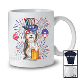 Yorkshire Terrier Drinking Beer, Cheerful 4th Of July Drunker Fireworks, American Flag Patriotic T-Shirt