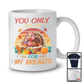 You Only Like Me For My Breasts, Humorous Thanksgiving Turkey Women, Retro Fall Pumpkins T-Shirt