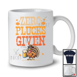 Zero Plucks Given, Sarcastic Thanksgiving Turkey Sunglasses Drinking Beer, Autumn Drunker T-Shirt