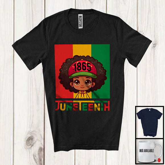 MacnyStore - 1865 Juneteenth, Lovely Black History African American Girl, Freedom Afro Melanin Proud T-Shirt