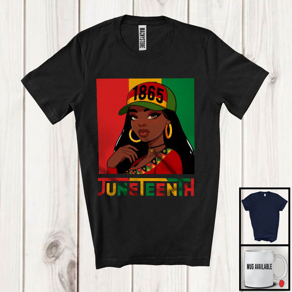 MacnyStore - 1865 Juneteenth, Lovely Black History African American Woman, Freedom Afro Melanin Proud T-Shirt