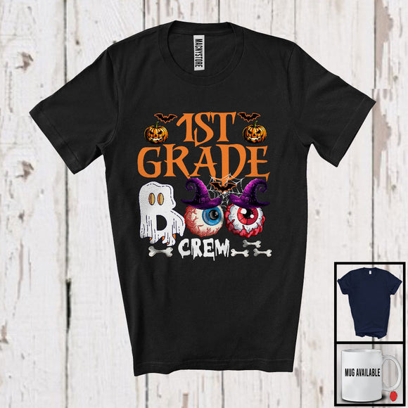 MacnyStore - 1st Grade Boo Crew, Scary Halloween Boo Ghost Witch Zombie Eyes, Proud Careers Group T-Shirt