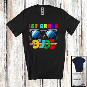 MacnyStore - 1st Grade Dude; Adorable Back To School First Day Of School Sunglasses; Boys Students Teacher T-Shirt