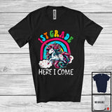 MacnyStore - 1st Grade Here I Come; Colorful Back To School Unicorn Rainbow; Girls Students Group T-Shirt