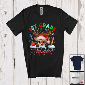 MacnyStore - 1st Grade Squad; Wonderful Christmas Lights Reindeer; Family X-mas Students Teacher T-Shirt