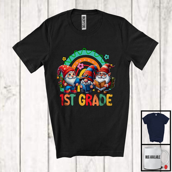 MacnyStore - 1st Grade; Adorable Three Gnomes Gnomies Teaching Squad; Students Teacher Group T-Shirt