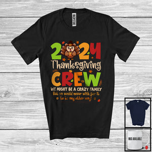 MacnyStore - 2024 Thanksgiving Crew; Awesome Thanksgiving Fall Autumn Leaves Turkey; Family Group T-Shirt