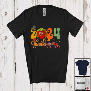 MacnyStore - 2024 Thanksgiving; Humorous Thanksgiving Strawberry Turkey; Fruit Vegan Dinner Family Group T-Shirt