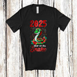 MacnyStore - 2025 Snake Year; Adorable Happy Chinese Lunar New Year Snake; Fireworks Family Group T-Shirt