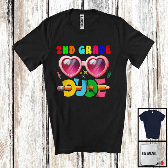 MacnyStore - 2nd Grade Dude; Adorable Back To School First Day Pink Sunglasses; Girls Students Teacher T-Shirt